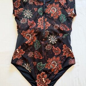 Carve Designs All Day One Piece.  Black and Red Floral One Piece Swimsuit